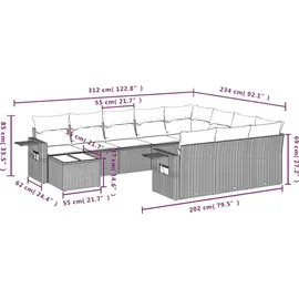 vidaXL Gartensofa-Set 11-tlg. Loungeset schwarz