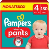 Pampers Windeln Pants Größe 4 (9-15kg) Baby-Dry, Maxi mit Stop- und Schutz Täschchen, 180