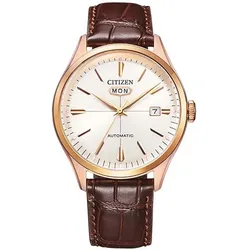 Automatikuhr CITIZEN, braun, Armbanduhren, Herren, Armbanduhr, Mechanische Uhr, Herrenuhr, Datum, Lederarmband