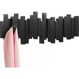 schwarze Wandgarderobe mit 5 Klapphaken