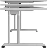 Hammerbacher Schreibtisch lichtgrau rechteckig, C-Fuß-Gestell silber 160,0 x 80,0 cm