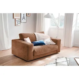 KAWOLA Doppelsessel MADELINE Cord 170 x 86 x 127 cm Braun mit Kissen und Rollen
