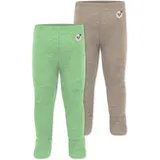 normani Outdoor Sports Normani, Outdoor Sports 2er Pack Baby Merino Unterhose mit Füßen in Beige/Grün | Gr.: 92