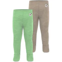normani Outdoor Sports Normani, Outdoor Sports 2er Pack Baby Merino Unterhose mit Füßen in Beige/Grün | Gr.: 92