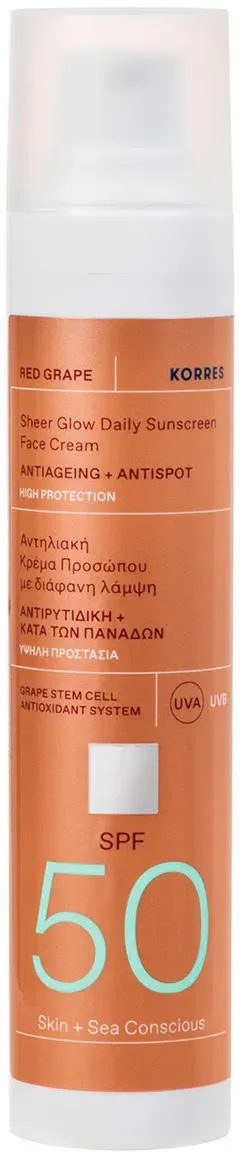 KORRES Red Grape Sheer Glow Daily Sunscreen Face Cream SPF 50 50 ml