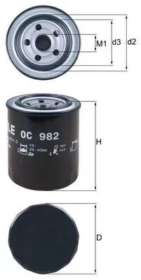 MAHLE Ölfilter oc982 Anschraubfilter 102,1mm GewindemaßM20x1,5 für Subaru