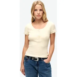 T-Shirt »ESSENTIAL BUTTON DOWN SS TOP«, Gr. S, Turtledove Cream, , 49724943-S