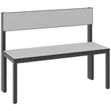 C+P Sitzbank mit Rückenlehne, Basic Plus, H796xB1000xT407mm, Gestell Schwarzgrau / Dekor Silbergrau (8060-300)