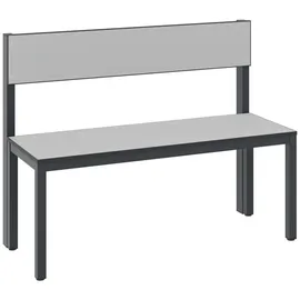 C+P Sitzbank mit Rückenlehne, Basic Plus, H796xB1000xT407mm, Gestell Schwarzgrau / Dekor Silbergrau (8060-300)