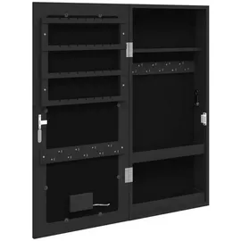 vidaXL Spiegel-Schmuckschrank mit LED-Beleuchtung Wandmontage Schwarz