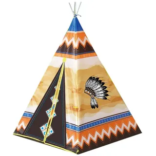 Play Fun Spielzelt Wigwam Kinder Spielzelt Tipi mit buntem Motiv drinnen und draußen schmutzabweisend und wasserfest, mit Boden bunt