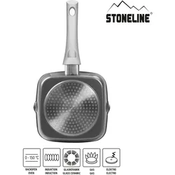 STONELINE® Gourmundo Grillpfanne 16 x 16 cm, mit 2 Ausgüssen, Induktion und backofengeeignet