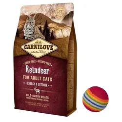 CARNILOVE Katze Rentier Energie & Outdoor 6kg + Ball für die Katze GRATIS!