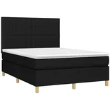 vidaXL Boxspringbett mit Matratze & LED Schwarz 140x200 cm Stoff