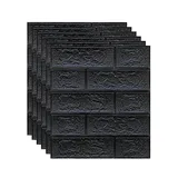 Melairya 3D-Wandpaneele for Abziehen und Aufkleben for die Innenwanddekoration, Selbstklebende Schaumstoff-Ziegeltapete, 20 Stück (Color : Schwarz, Size : 35x38cmx20pcs)