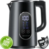 Kesser KESSER® Wasserkocher Edelstahl 1.7 Liter LED-Anzeige 4-Modi Temperatureinstellung 40°C-100°C 30min Warmhalten elektrischer Teekocher 2200W BPA-Frei Kalkfilter | Easy-Open-Deckel