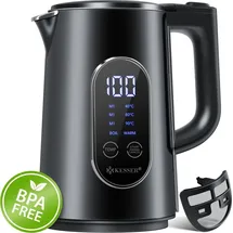 Kesser KESSER® Wasserkocher Edelstahl 1.7 Liter LED-Anzeige 4-Modi Temperatureinstellung 40°C-100°C 30min Warmhalten elektrischer Teekocher 2200W BPA-Frei Kalkfilter | Easy-Open-Deckel