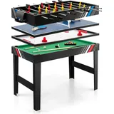 Costway 4 in 1 Tischkicker, Multifunktionstisch mit Tischfußball,Billard,Tischtennis&Airhockey, Kombi-Spieltisch-Set für Kinder&Erwachsene 125x97... - Schwarz