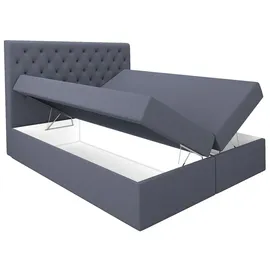 mebloland Boxspringbett HORD 200 x 200 mit 2 Bettkästen, Bonell-Matratze und Topper. Farbe: Dunkelgrau - Dunkelgrau