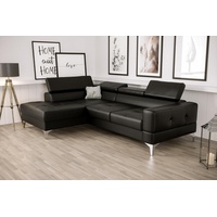 JVmoebel Ecksofa, L-Form Möbel Design Schwarz Leder Holz Neu Modern Luxus Italien schwarz