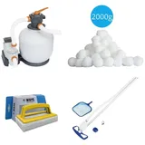 Bestway - Poolsauger AquaClean & Sandfilterpumpe 8327 L/u & Filterkugeln 2000 g & WAYS Scheuerbürste