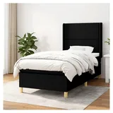 Lattenrost mit Matratze, Schwarz, 90 x 190 cm, Stoff, Plattformbett mit Lattenhalter, einfache Montage, für Schlafzimmer, Erwachsene