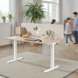 Tectake tectake® Schreibtisch Trennwand, in 2 Größen, Stoffbezug aus pflegeleichtem Polyester, inkl. 2 Befestigungsklemmen