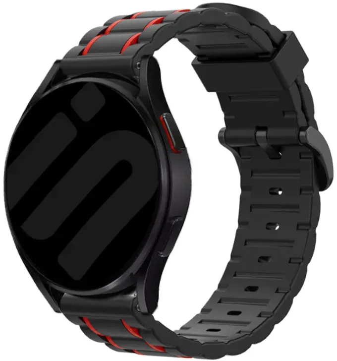 Strap-it Oneplus Watch Armband Silikon 'Sport' für OnePlus Watch 4  - 47mm - Schwarz/rot - Schnallenverschluss