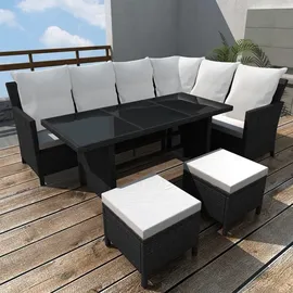 vidaXL Polyrattan Lounge-Set mit Auflagen 4-tlg. schwarz 43096