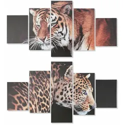 Bild DKD Home Decor Tiger Kiefer Leinwand (5 pcs) (2 pcs)