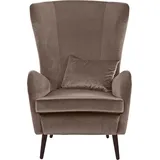Guido Maria Kretschmer Home & Living Guido Maria Kretschmer Home&Living Sessel Sallito, TV-Sessel, Ohrensessel mit", B/H/T: 76 cm x 109 85 grau (taupe), B:76cm H:109cm T:85cm, Struktur Hahnentritt (67% Polypropylen, 33% Polyester), Samtoptik, (100% Polyester), Fellimitat (100% Polyester),