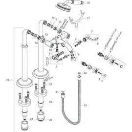 Hansgrohe AXOR Montreux 2-Griff-Wannenarmatur bodenstehend, 16547250
