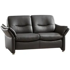 Hukla Couch hochwertiges Glattleder 2-Sitzer Schwarz