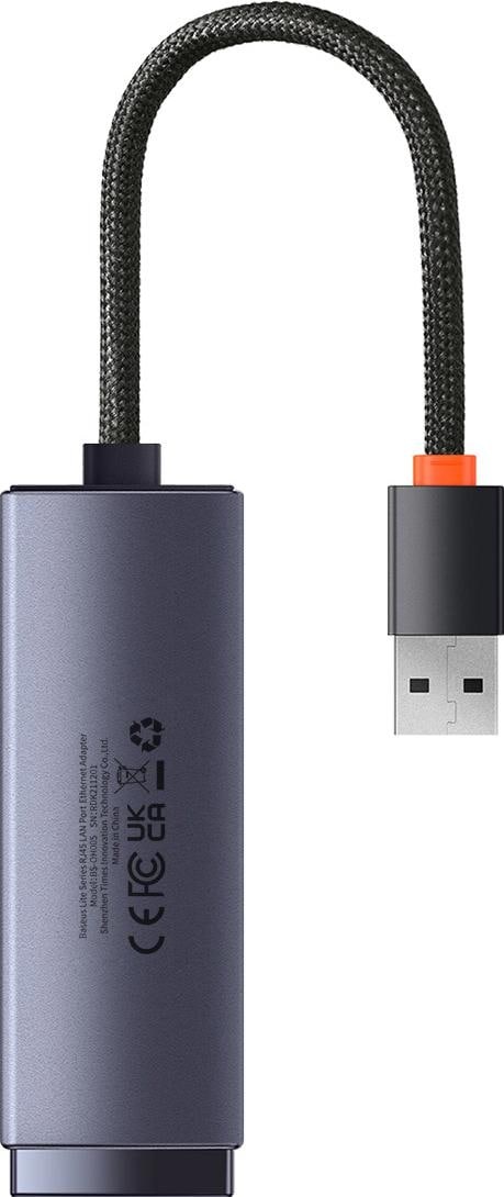 Baseus Lite Series USB to RJ45 network adapter, 100Mbps (gray) (USB, RJ45), Netzwerkadapter, Grau