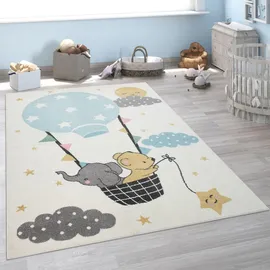 Paco Home Kinderteppich, Kurzflor für Kinderzimmer Elefant, Bär, Balon, Mond, In Beige 240x340 cm, & Paco Home