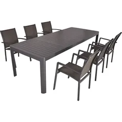 Garten-Essgruppe GARDEN PLEASURE "AMIRA", grau, Aluminium, Sitzmöbel-Sets