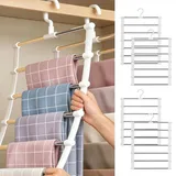 Nimblyne 4 Stück Hosenbügel platzsparend: 7 Stangen Kleiderbügel Hosen, Faltbar Metall Hosenbügel, Schrank Organizer, rutschfest Hosenbügels zum Apartment,Dormitory Aufhängen Von Hosen,Jeans,Schals