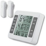 Kühlschrank Thermometer Digital Gefrierschrank Thermometer LCD Anzeige Wasserdicht Gefrierschrank Thermometer mit 2 Sensor für Zuhause MIN/MAX Display, Restaurants, Bars, Cafés