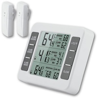 Kühlschrank Thermometer Digital Gefrierschrank Thermometer LCD Anzeige Wasserdicht Gefrierschrank Thermometer mit 2 Sensor für Zuhause MIN/MAX Display, Restaurants, Bars, Cafés