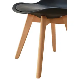 Svita MATS 2er Set Esszimmerstühle Küchenstühle Holz Lehne Kunstleder Schwarz