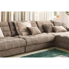 KAWOLA Ecksofa XL Lana Cord Recamiere rechts taupe
