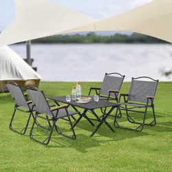 Campingmöbel-Set Botrugno 5-tlg. Textilgewebe Grau