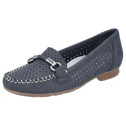 Mokassin, Slipper, Sommerschuh mit toller Schmuckspange, Gr. 42, dunkelblau, , 16003867-42