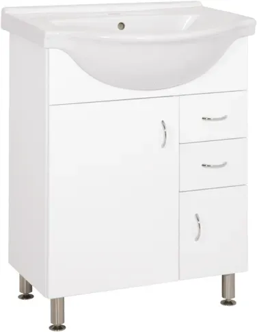 Keramia Pro Badezimmerschrank mit Waschbecken 60x85x50 cm weiß glanz PRO60DV