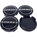 4X Original Borbet Nabendeckel 55/56mm recycelt Felgendeckel Nabenkappe 74404 Schwarz Glanz Silber