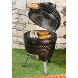 Rosenstein & Söhne 2in1-Kamado-Keramik-Kugelgrill schwarz