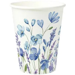 BIOZOYG 1000 Stück Pappbecher Veilchen & Lavendel, 300ml / 12oz, Einwegbecher, Pappbecher, Einweg-Trinkbecher, kompost, blau mit Frühlingsdruckierbar
