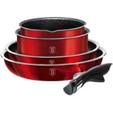 Berlinger Haus Metallic Line Topf-Set 6-tlg. 3 x Kochtopf + Pfanne + 2 x Kunststoffdeckel burgundy