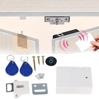 Tiamu RFID Schrankschloss, Versteckte Schubladenschloss, Elektronisches Möbelschloss mit Schlüsselanhänger und 2 RFID Karte, Smart Türschloss ohne Bohrer, Kindersicherung Schrank Schloss