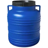 plasteo 30 Liter Weithalsfass mit Deckel und Griffen Blau